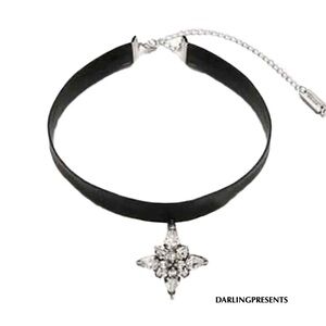 Crystal Star Choker Necklace Women Color Black